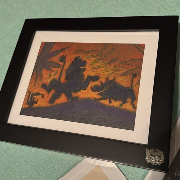 Disney Art D23 set of 4 8x10 prints in wood 12x10x2 brass & felt case frame - Picture 8 of 16